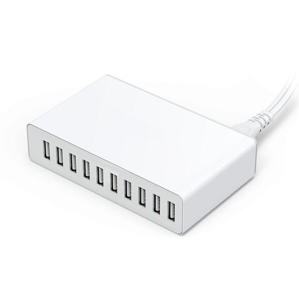 10 Port USB Latausasema Hub Monitoiminen Nopea Laturi USB AC Virta Työpöydän Seinälaturi Orga White