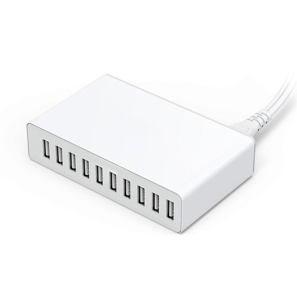 10 Ports USB Laddningsstation Hub Multifunktionell Snabbladdare USB Ac Power Bordsladdare Orga White