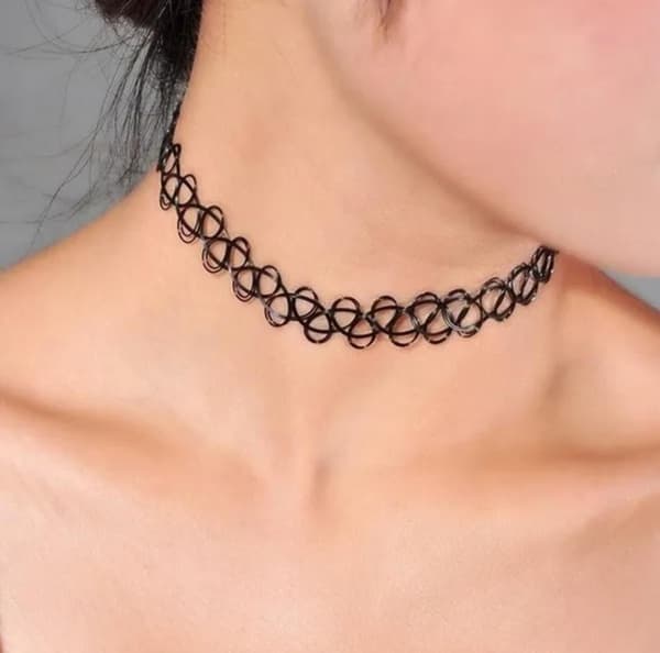 Musta siima Choker Tattoo -kaulakoru helmi