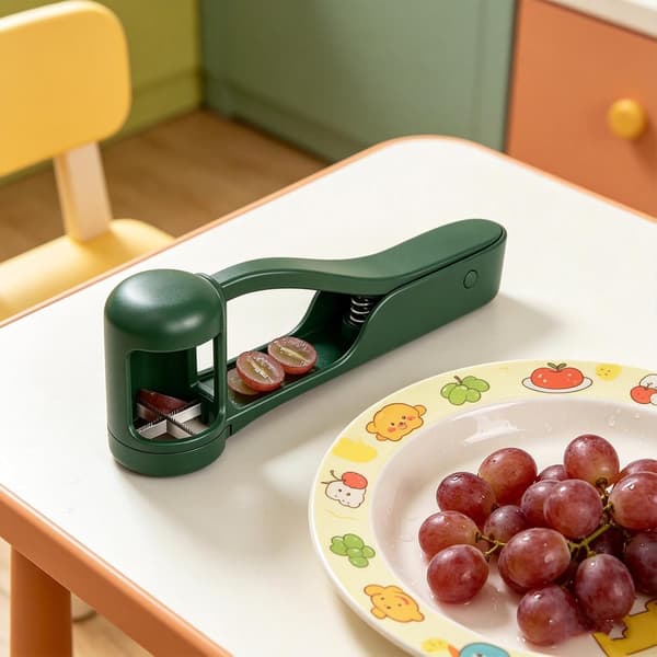 Grape and Cherry Tomato Slicer, Grape Slicer Tool - Fruit Slicer in One Second for Cherry Tomatoes, Small Fruit Slicer (Blue)