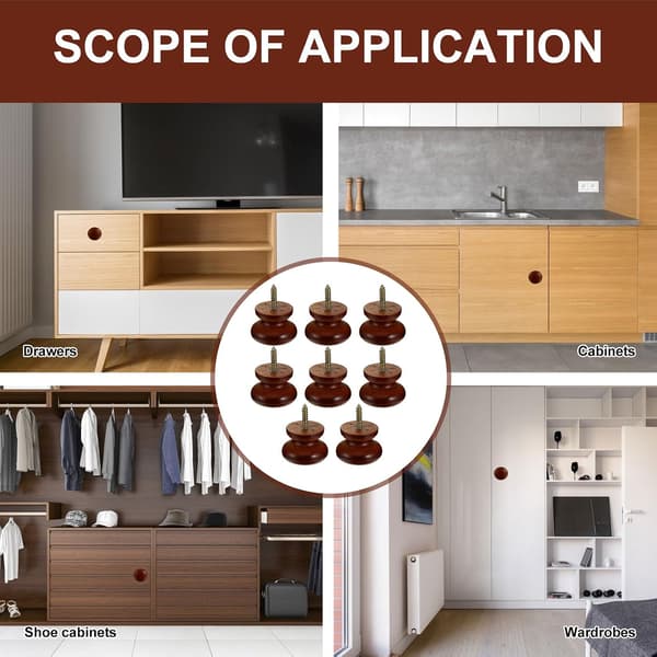 Self-tapping handle for wooden cabinet doors 8 pcs round pull knobs for kitchen and wardrobe furniture