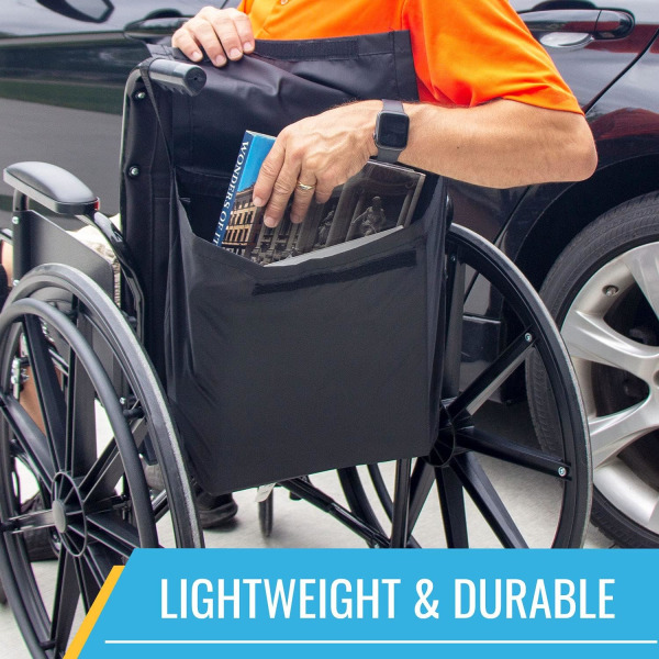 Rullstolsväska och rollatorväska ger förvaring på rullstolar, rullstolar och transportstolar för äldre och funktionshindrade, kvalificerade, St.