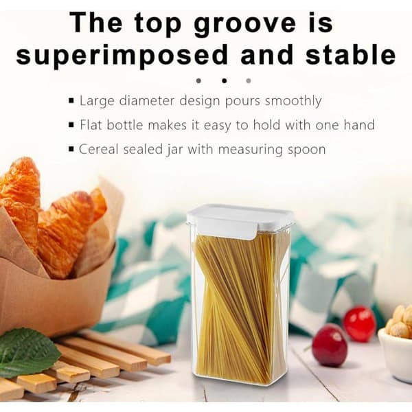 Airtight storage containers with silicone seals. Stackable and transparent design, easy to organize and use.