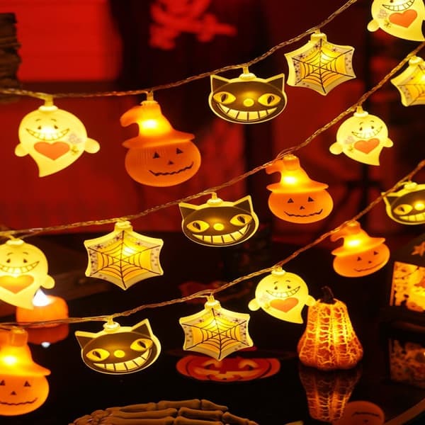 Halloween lyskæde, 3 meter 20 lamper batteridrevet græskar s