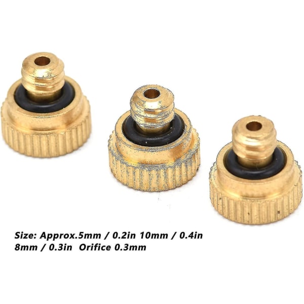 Spray Misting Nozzles, Unc1024 Brass Atomizing Nozzle 20pcs Mini Size With Self Sealing O Ring For Agricultural Irrigation For Outdoor Cooling S