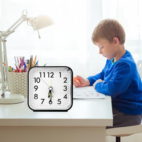 Silent Non-Ticking Alarm Clock with Light and Snooze Function and Top Button, AA Battery Operated (Batteries Not Included)