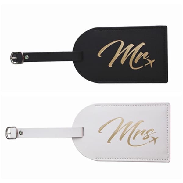 Mr & Mrs Bagagemærker Kufferter Navn Telefon Adresse Etiket Identifikator Bryllup Brudegave Hvid White