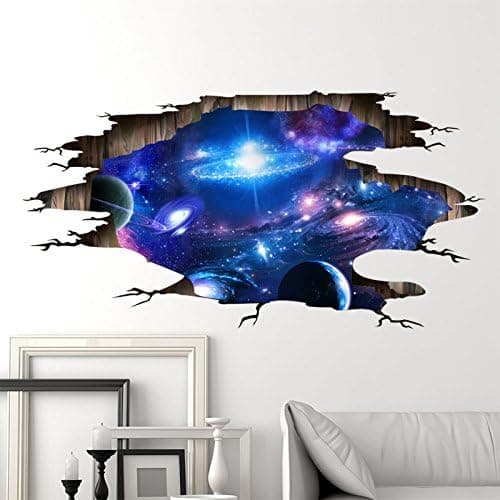 Creative 3D Blue Cosmic Galaxy Wall Sticker Removable PVC Magic M