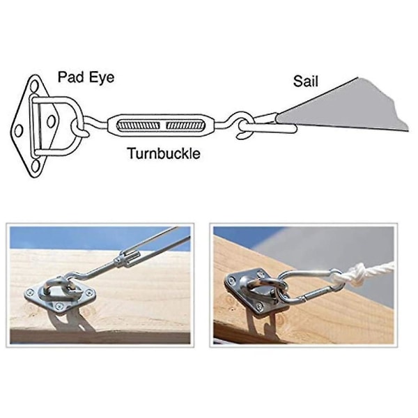 Sun Shade Sail Hardware Kit, joka on yhteensopiva Garden Sun Shade Sail -asennuksen kanssa
