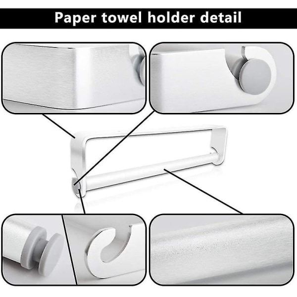 Papirhåndklædeholder under kabinet, vægmonteret papirhåndklædeholder i aluminium, kompatibel med køkken, badeværelse, toilet