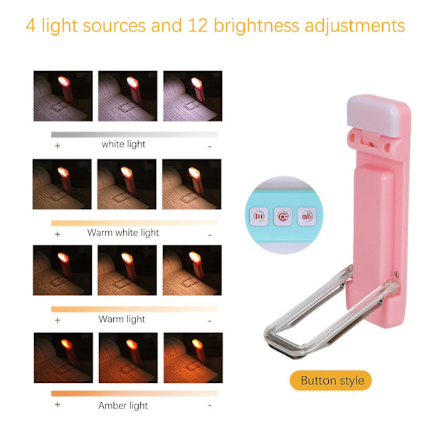 Musiknote Lampe Læselampe USB Mini Computer Lampe 4 Farvetemperatur 12 Fil Knapper Pink
