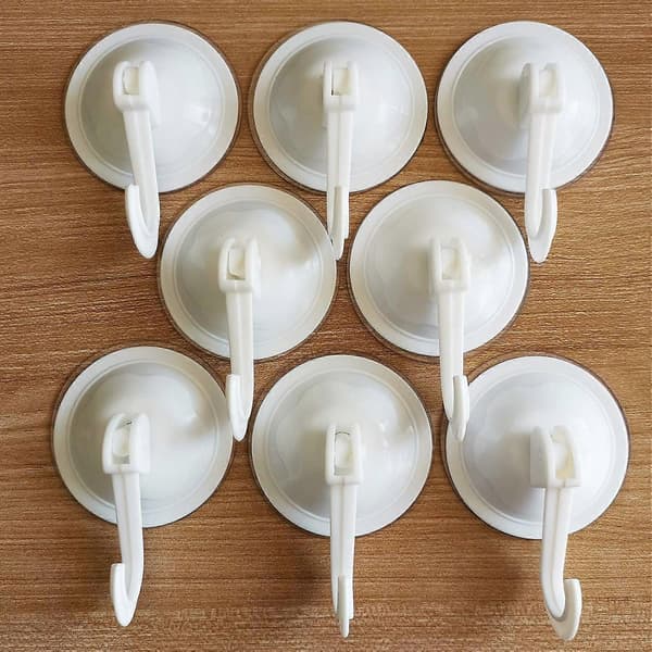 Powerful Suction Cup Hooks Vacuum Hanger Removable Reusable Without Nails or Glue for All Smooth Flat Surfaces - 8 Pack