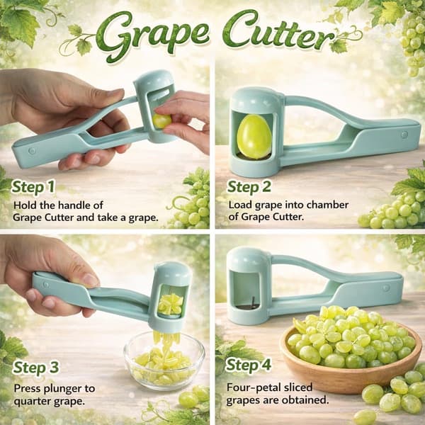 Grape and Cherry Tomato Slicer, Grape Slicer Tool - Fruit Slicer in One Second for Cherry Tomatoes, Small Fruit Slicer (Blue)