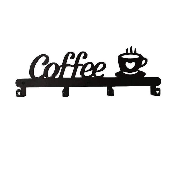Kaffemugghållare Väggmonterad (4 krokar), inredningsskylt för kök eller kaffebar, för hängare för kaffemugg