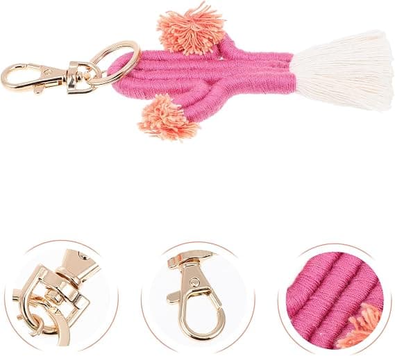 1 st kaktus pom pom nyckelring söt kvinnor nyckelring boho hängande prydnad