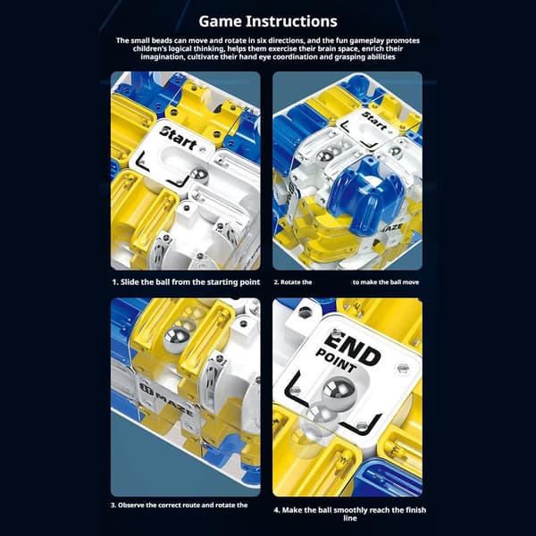 Large 3D Labyrinth Puzzle Cube, Maze Cube and Ball, Brain Training Puzzle, Relieves Stress and Develops Logical Thinking.