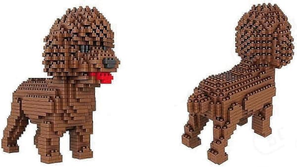 950 biter. Puddel eller puddelhund. Figur å montere med nanoblock