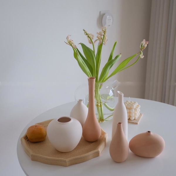 Nordisk keramikkvase, kompatibel med bord/stue dekorasjon, vaser, oransje, en