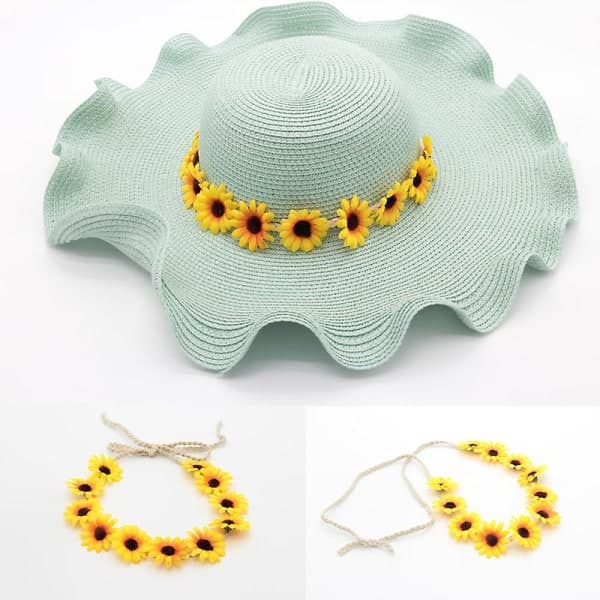 Solrosehodebåndskrone, Daisy Boho Blomsterhodebånd Solsikke Hårkrans Kvinner Jenter Brudeblomster Hodeplagg (Gul)