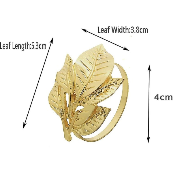 Serviettringer, serviettringsett med 12, bladgullservietter, bryllup jule-serviettringer, fest hjemmekit