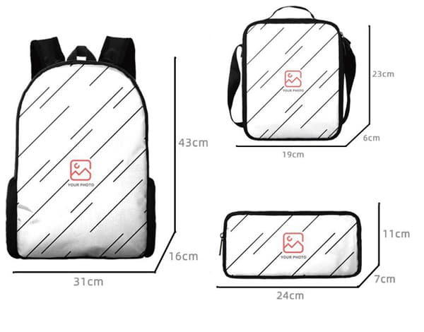 Student Backpack, Cartoon Kids Backpack 3-Piece Set - 17-inch Backpack + Shoulder Bag + Pencil Case - Style 17