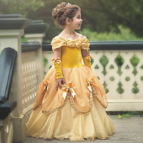 1 stk Belle prinsessekjole til efterår og vinter, Skønheden og Udyret Højde 130CM Height 130CM