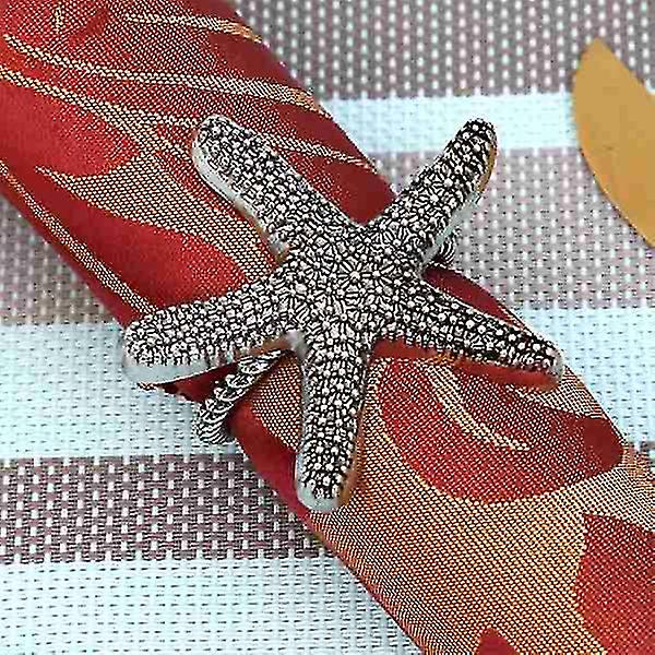12 kpl metallinen lautasliinasolki, Creative Starfish Jewelry -lautasliinasormus