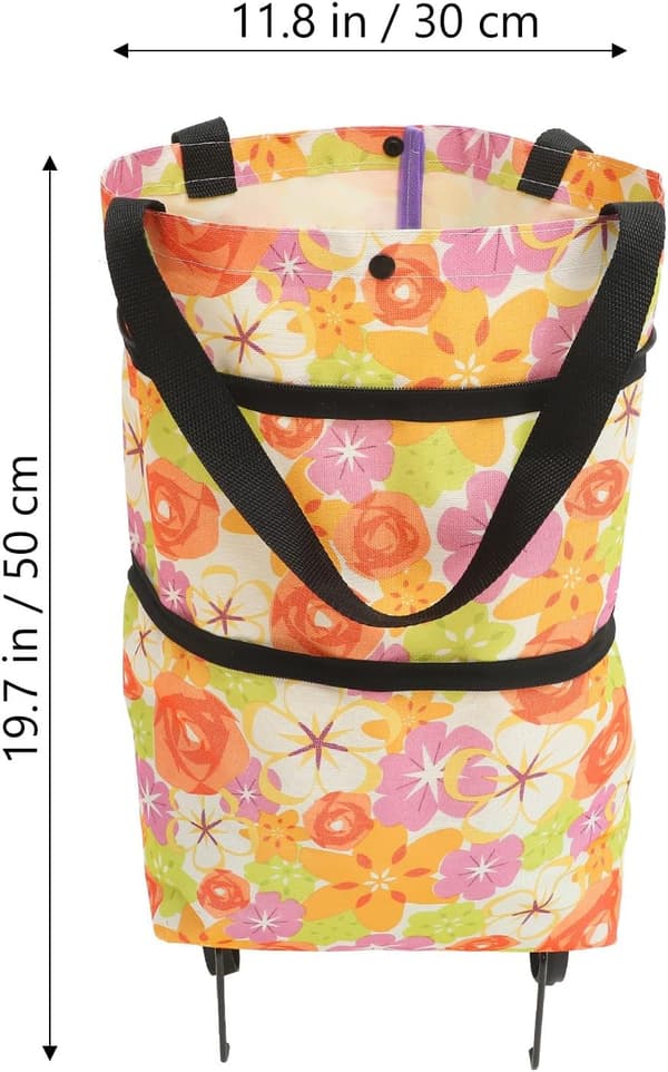 Large Foldable Shopping Cart Bag with Wheels, Lightweight Reusable Grocery Storage Bag