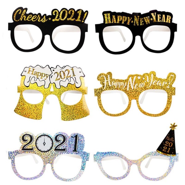 Party Happy New Year Laserglasögon Rekvisita Dekoration 6 Pack Bröllop Väggdekor Fairy Office Förlovning Stjärna Måne Estetisk RumC C