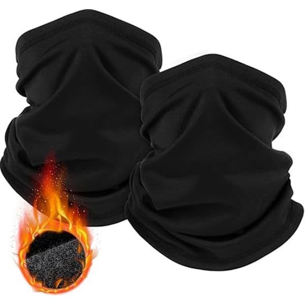 Winter Scarf - Windproof Neck Warmer - Suitable for Skiing, Motorcycle, Running - Black - Universal Size - 2 Pieces