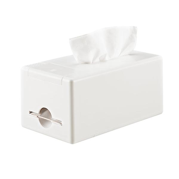 Plastserviettholder Multifunksjonell silkepapirboks Automatisk tannpirker-dispenser Desktop Organizer for stue (grå)Hvit20,3*11,5*9,6cm White 20.3*11.5*9.6cm