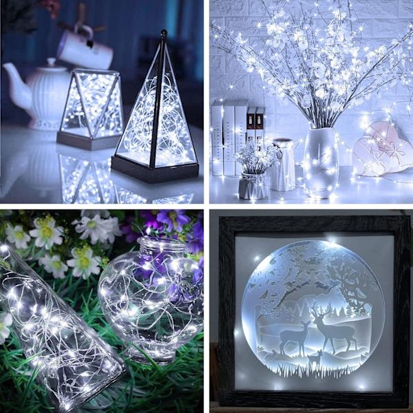 16 Pak Feelysslysr med Batteridrift, Vanntette Mini Lyslenker, 7ft Små LED Flaskelys for Bryllup Vase Senterstykker Borddekorasjoner