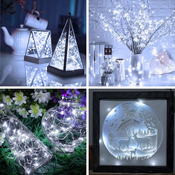 16 pakke Fairy Lights Batteridrevet, vanntett ministrenglys, 7 fot liten LED-flaskelampe for bryllupsvaser, borddekorasjoner