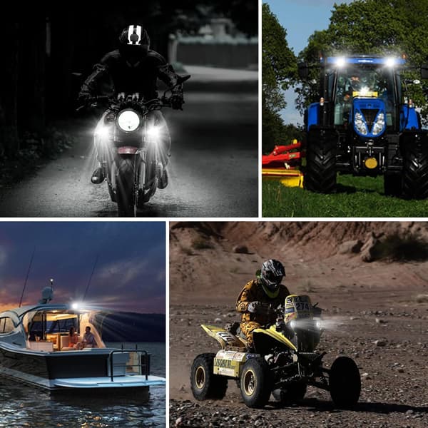 LED Motorcycle Auxiliary Lights, 12v -24v Round LED Headlights Extra Front Lights IP68 Spotlights