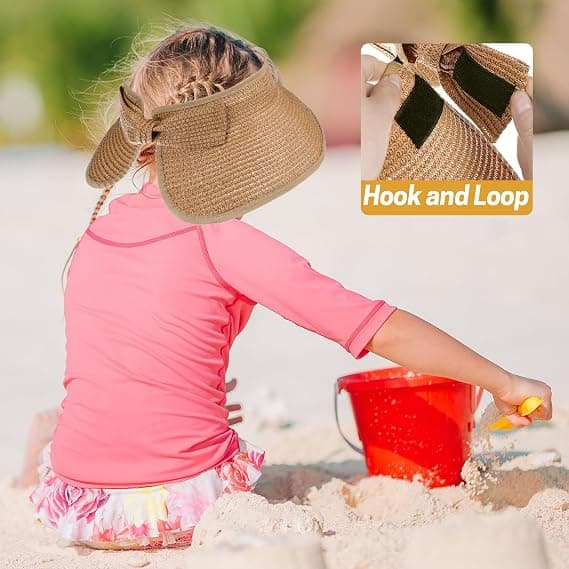 Roll-up Summer Sun Hat, Wide Brim Straw Hat, Beach Hat, Girls' Bow Hat
