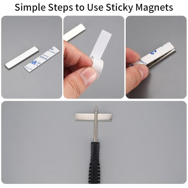 Neodymmagneter i bitar, 50x10x3 mm Super Rektangulära Magneter Magnetiskt Lim, med 4 Bitar Dubbelsidig Tejp