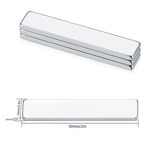 Neodymmagneter i bitar, 50x10x3 mm Super Rektangulära Magneter Magnetiskt Lim, med 4 Bitar Dubbelsidig Tejp