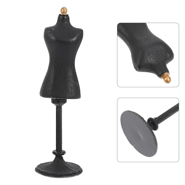 Miniatyrsdocka Mannequin Modell Mini Dockklänning Form Tiny Dockklänning Kropp Manikin Med Bas Svart 8.5X2.5X2.5CM Black 8.5X2.5X2.5CM