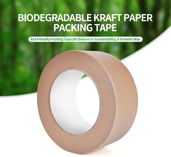 6 st miljövänlig kraftpapperstejp - brun packtejp - biologiskt nedbrytbar packpapperstejp - plastfri