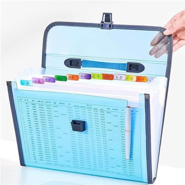 Pochette A4 Expanding Folder 13 Pockets Accordion File Organizer for School Office, Blue