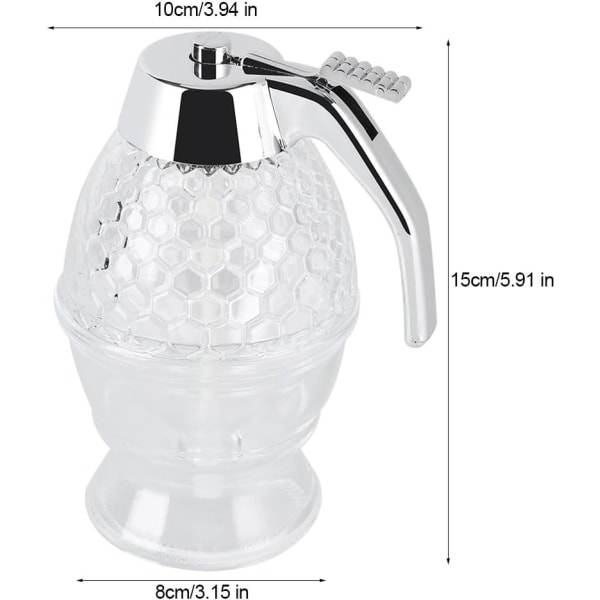 Honningdispenser - Glas Honningkrukke med Drypfri Stativ og Rustfrit Stål Top - Smuk Sirupdispenser Krukke med Stativ