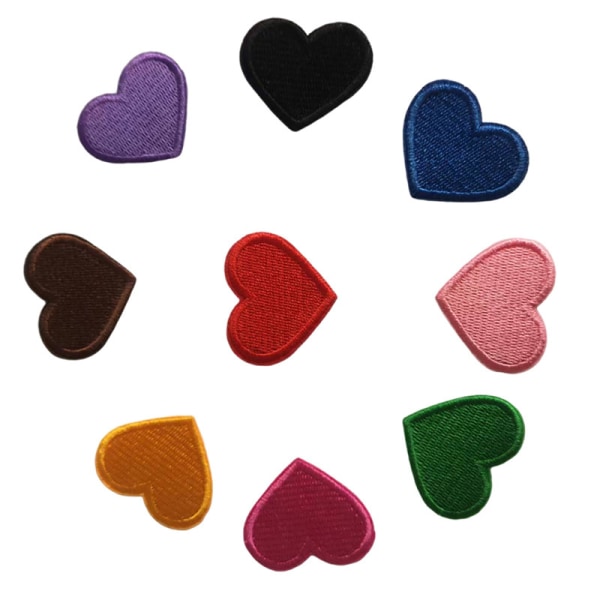 9 stk broderede stryg på/sy på hjerteformede patches Applikation til tøj, jakker, hatte, rygsække, jeans