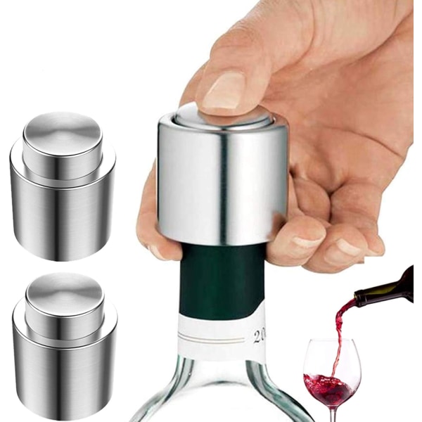 Vinprop, genanvendelig gummiforsegling hermetisk lukning, intern vakuumprop i rustfrit stål til vinflasker, for at holde vinen frisk, hjemme, ude