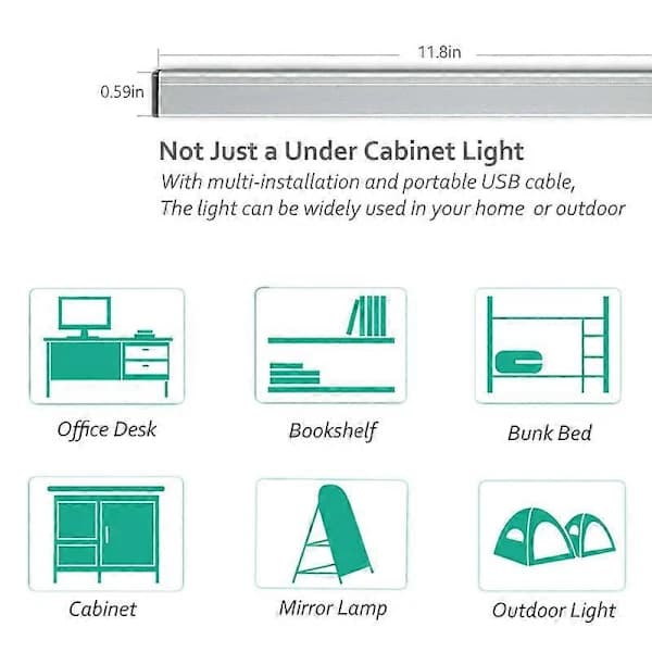 LED-underskabsbelysning, 30 cm lysskinne, hvid 6000K
