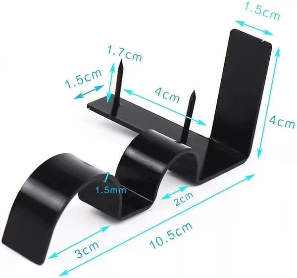 4-pack No-Drill Curtain Rod Brackets, Adjustable Wall Mounted Curtain Rod Holders in Silver and Black Metal