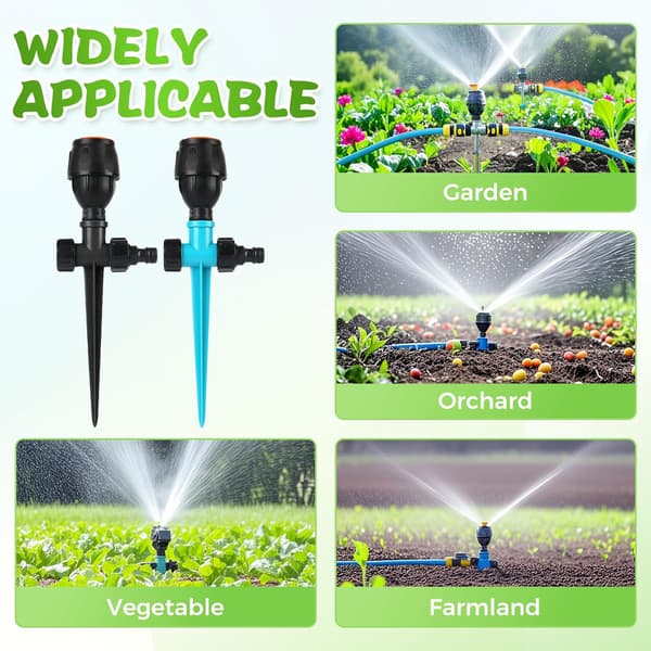 360° Rotating Garden Sprinkler - Water Sprinkler with 10-24m Coverage, Adjustable for Lawn, Crops, and Dust Control (Blue)