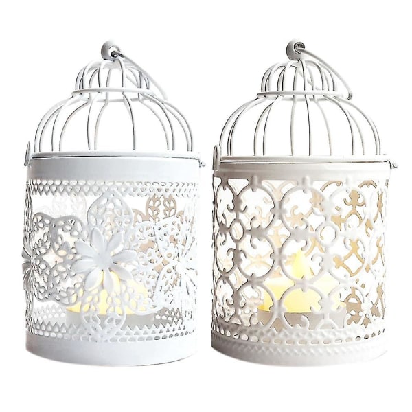 2 stk Fuglebur metal vintage lanterner dekorative fyrfadsstager centerpieces kompatibel med bord bryllup Ind