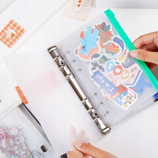 12 stk blandede farver A6 universal binder lomme elev notesbog binder PVC opbevaringstaske
