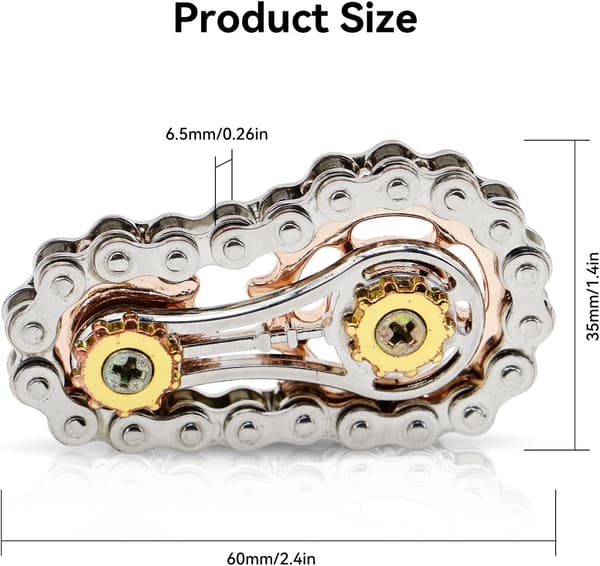 Cykelkæde Fidget Legetøj - 2 Gear Metal Spinner - Angstlindring til Voksne (Guld)