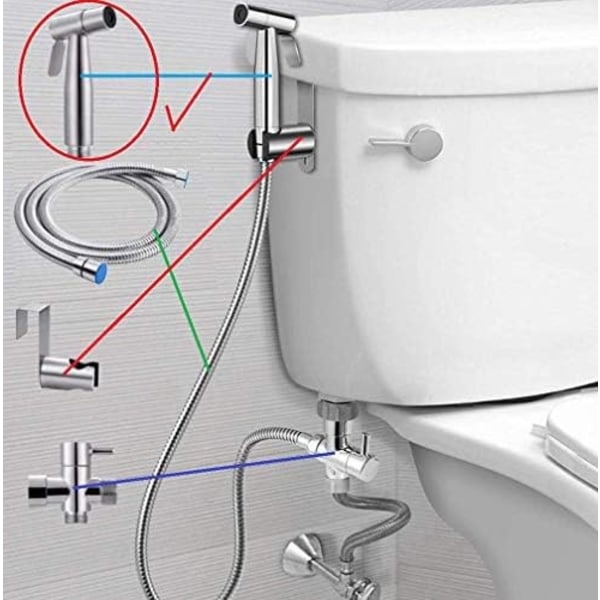 Käsisuihku Bide-Suutin WC:lle Kannettava Lemmikin Suihku WC:n Veden Suihkusuutin Istuintyyppinen Bide-Lisäosa Kylpyhuoneen Ruostumattomasta Teräksestä Suihku Henkilökohtaiseen Käyttöön